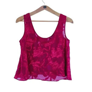 Vintage Victoria's Secret VS Gold Label Red Satin Floral Tank Women's Size S